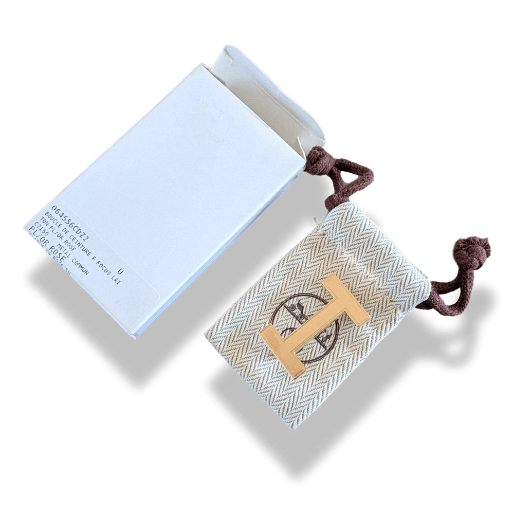 Hermes Women's Plated Pink Gold FOCUS Buckle 13 mm, New with Pochette and White Box!! - poupishop