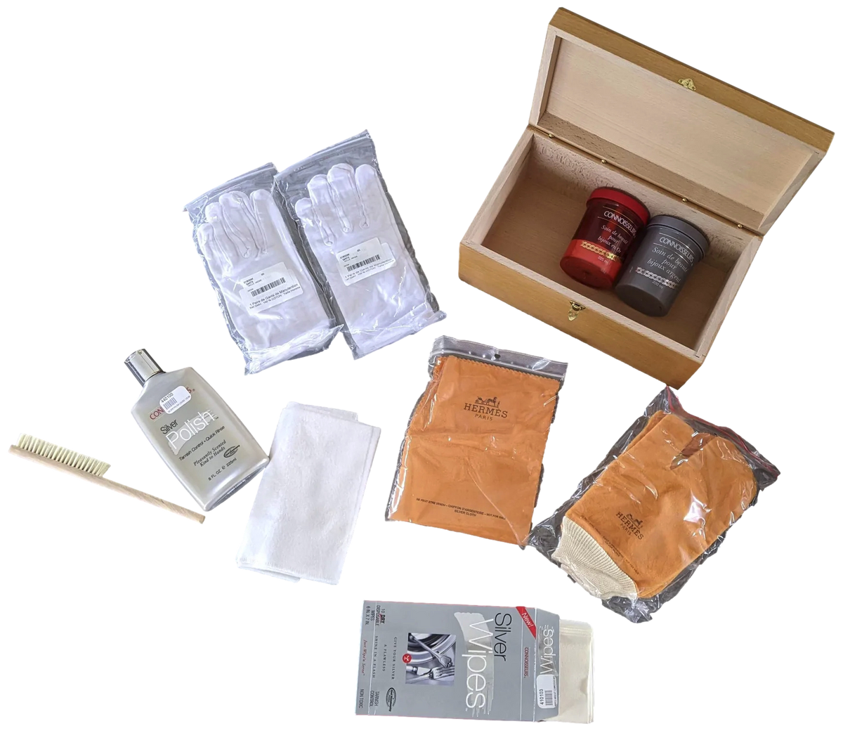 Hermes [Box2] Complete Wooden Care Box for Cleaning Jewelry in Gold Silver Platinum