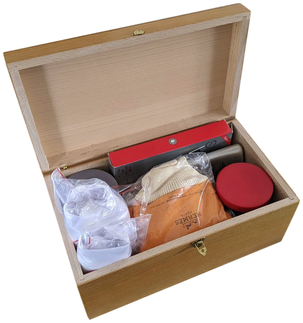 Hermes [Box2] Complete Wooden Care Box for Cleaning Jewelry in Gold Silver Platinum
