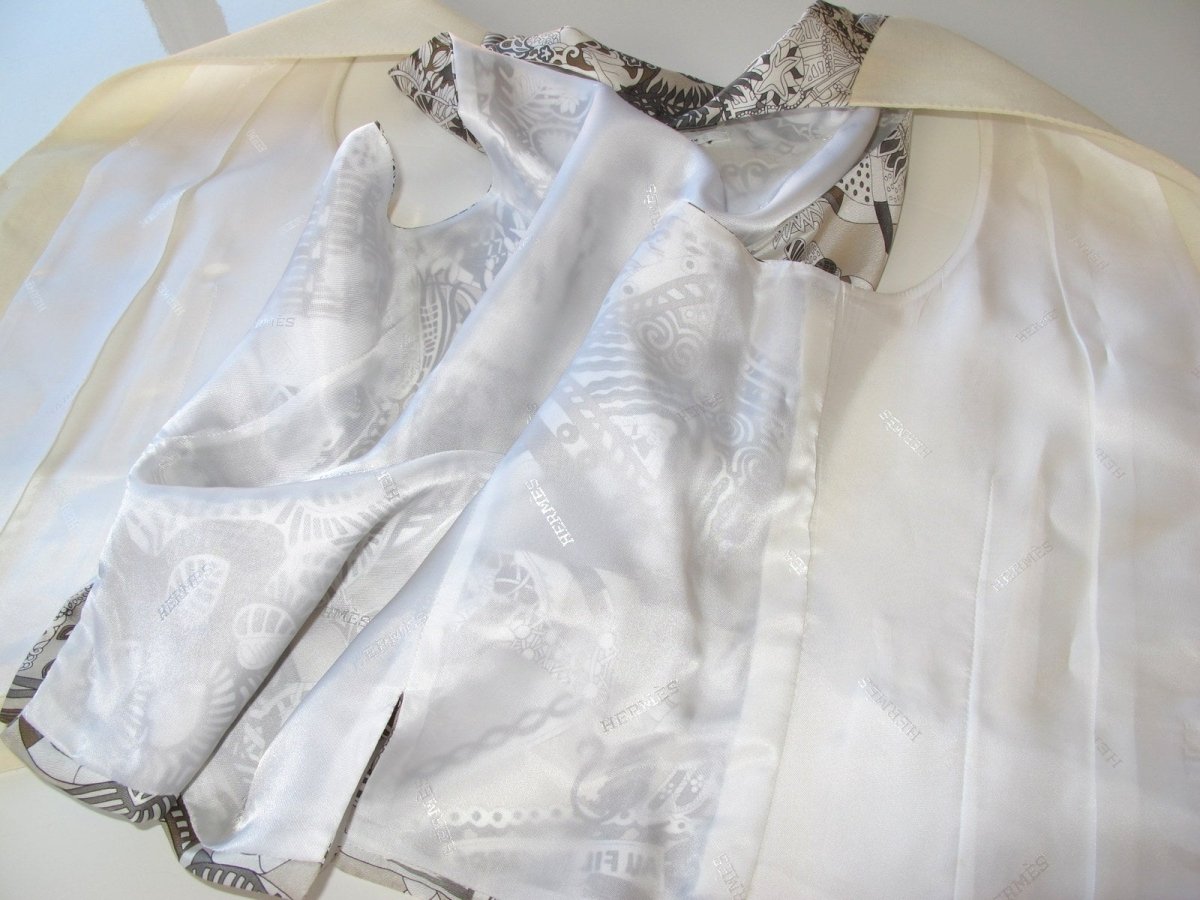 Hermes Wool/Linen/Mohair & Print Silk Au Fil du Carre A. Faivre Men Vest, New! - poupishop