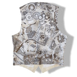 Hermes Wool/Linen/Mohair & Print Silk Au Fil du Carre A. Faivre Men Vest, New! - poupishop