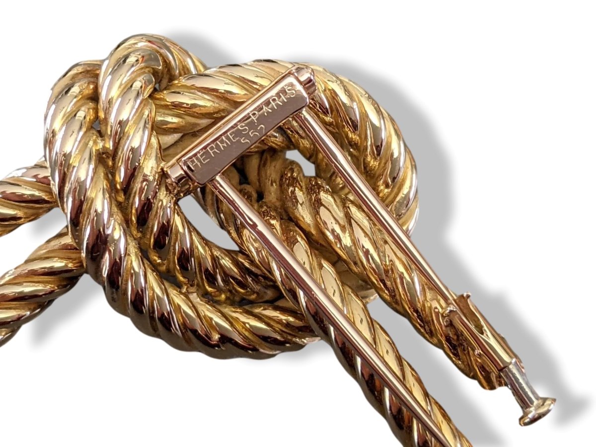 Hermes Yellow Gold 750 Cordage Sailor's Knot Brooch, Superb! - poupishop