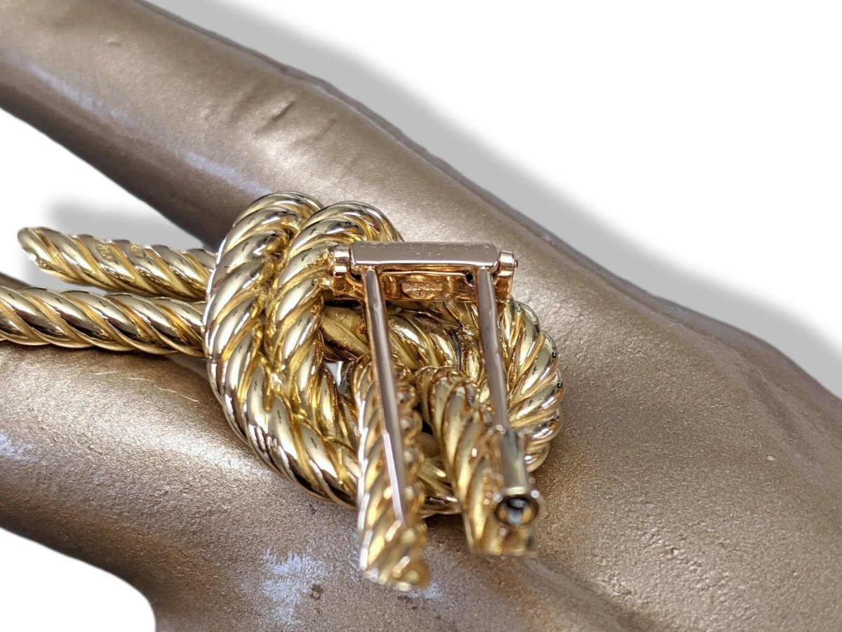 Hermes Yellow Gold 750 Cordage Sailor's Knot Brooch, Superb! - poupishop