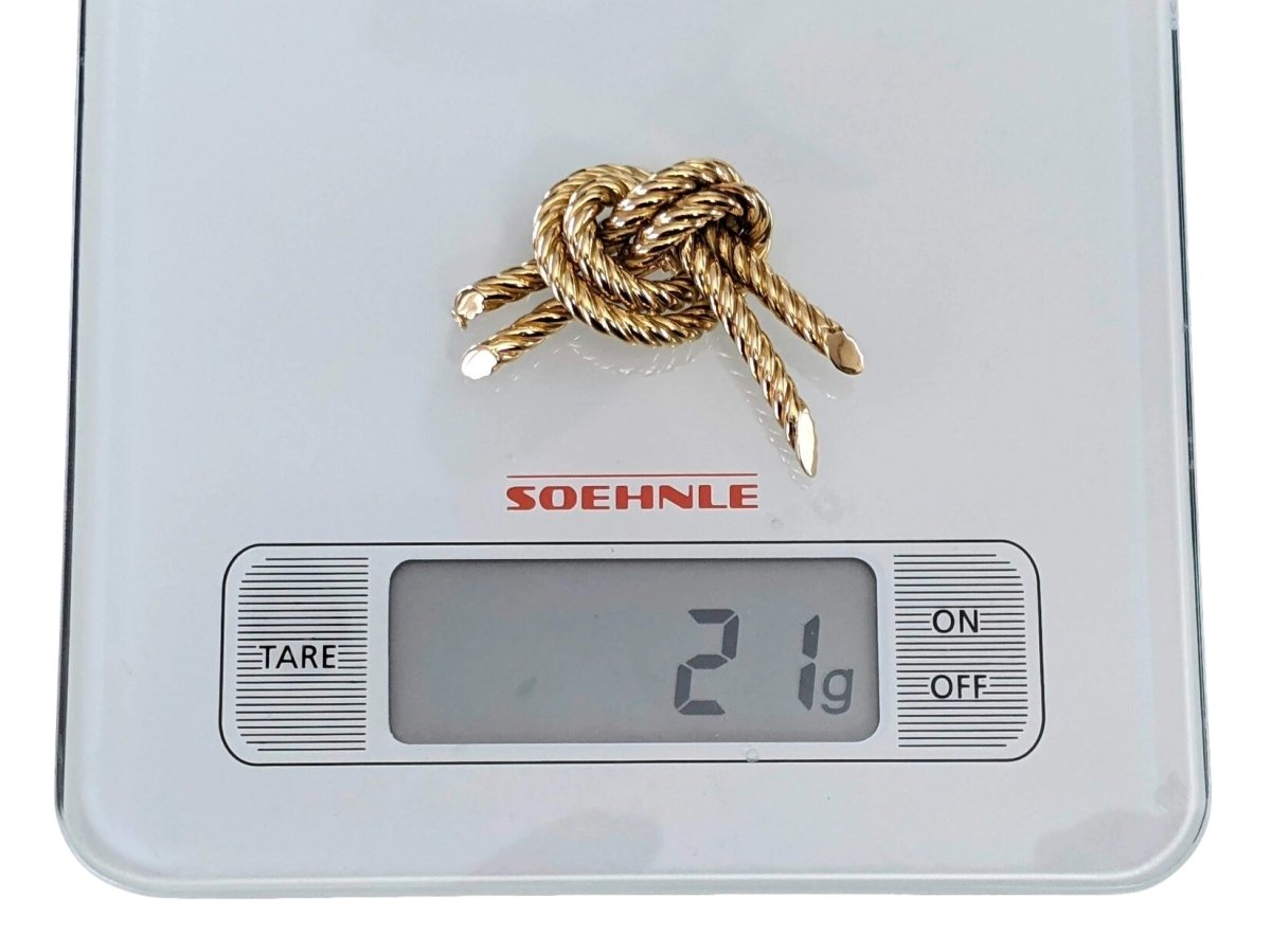 Hermes Yellow Gold 750 Cordage Sailor's Knot Brooch, Superb! - poupishop