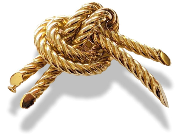 Hermes Yellow Gold 750 Cordage Sailor's Knot Brooch, Superb! - poupishop