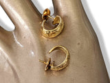 Hermes Yellow Gold 750 CREOLE SIGNATURE Letters H E R M E S Pierced Earrrings, Charming! - poupishop