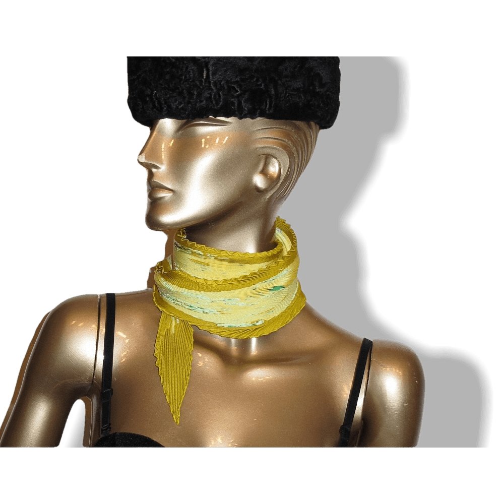 Hermes Yellow, Green La Rosee Pleated Plisse Twill 90cm, NIB! - poupishop