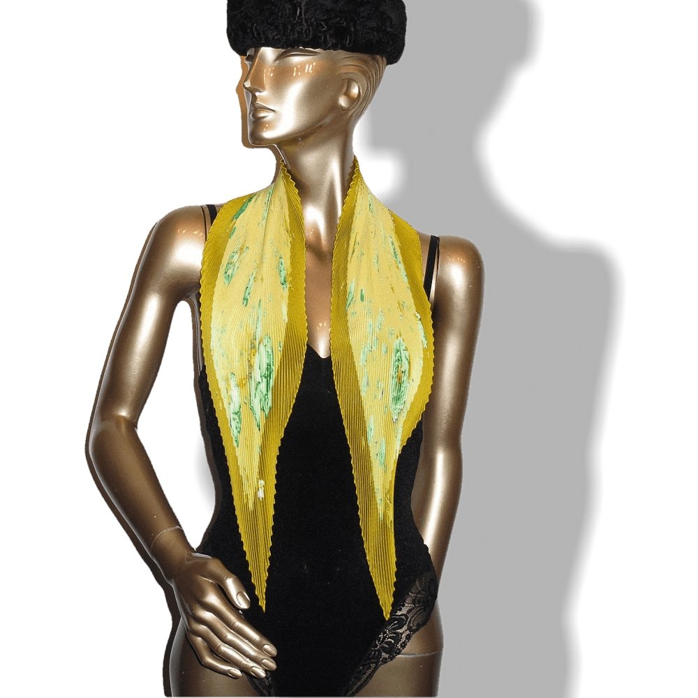 Hermes Yellow, Green La Rosee Pleated Plisse Twill 90cm, NIB! - poupishop