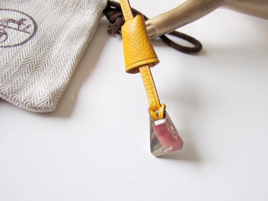 Hermes Yellow Mini Clochette Epsom Bag Charm, New! - poupishop