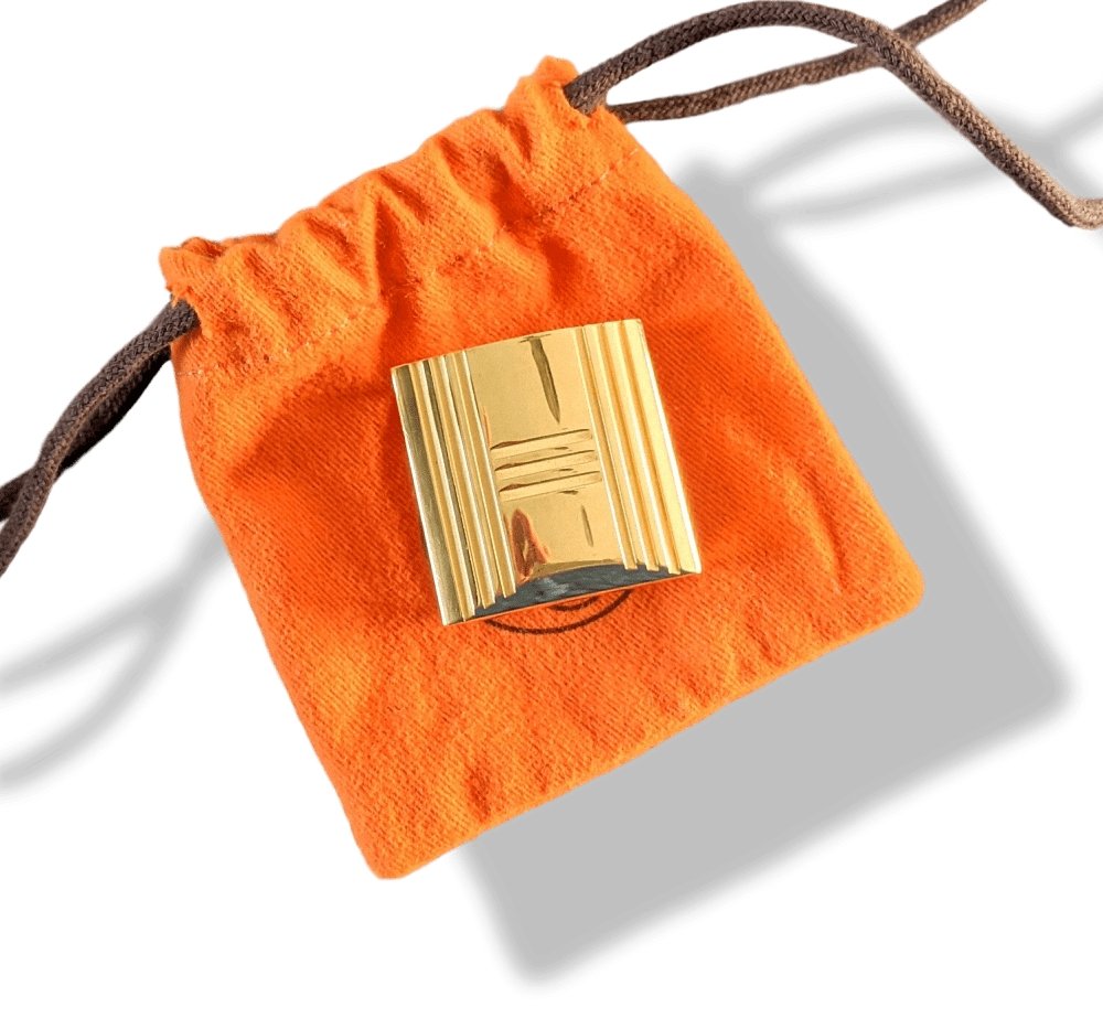 Hermes Yellow Plated Gold KELLY LOCK Belt Buckle 32 mm, Orange Pochette! - poupishop