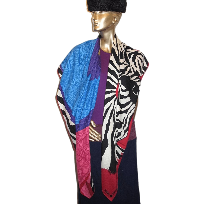 Hermes Cashmere/Silk Shawl “Zebra Pegasus” by Alice Shirley 140 – Hermes  Emporium