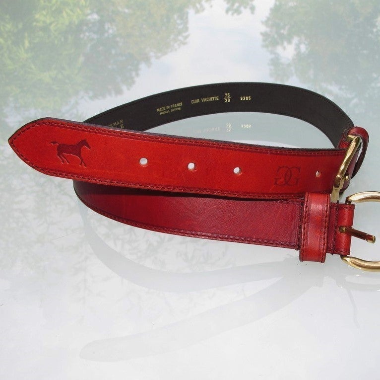 J.H. Wyckman Gigue Vintage Horse Double Buckles Belt Sz75, New! - poupishop