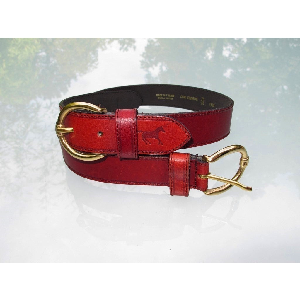 J.H. Wyckman Gigue Vintage Horse Double Buckles Belt Sz75, New! - poupishop