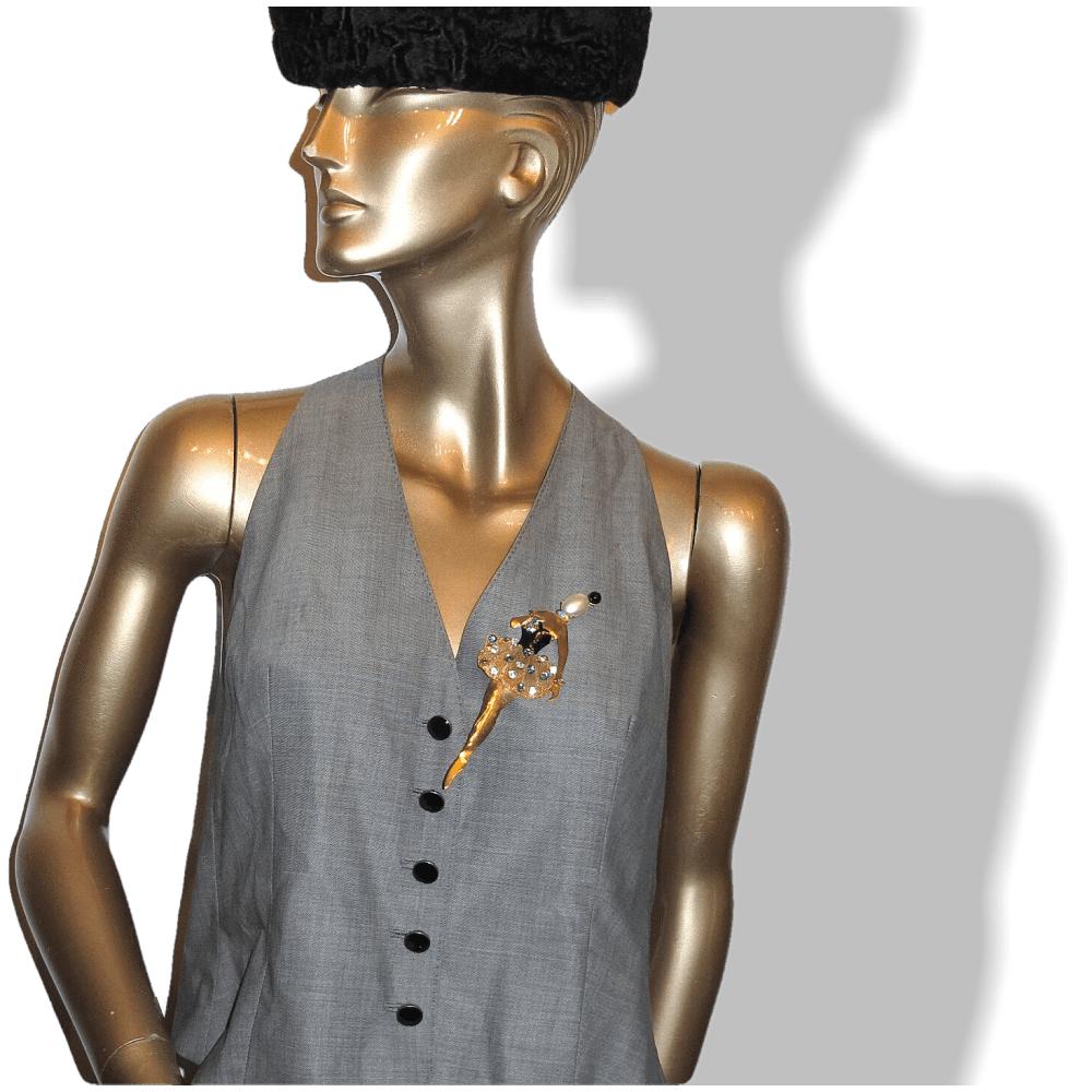Karl Lagerfeld Vintage 80s Ballerine Important Pin Brooch, 5.71", Rare! - poupishop