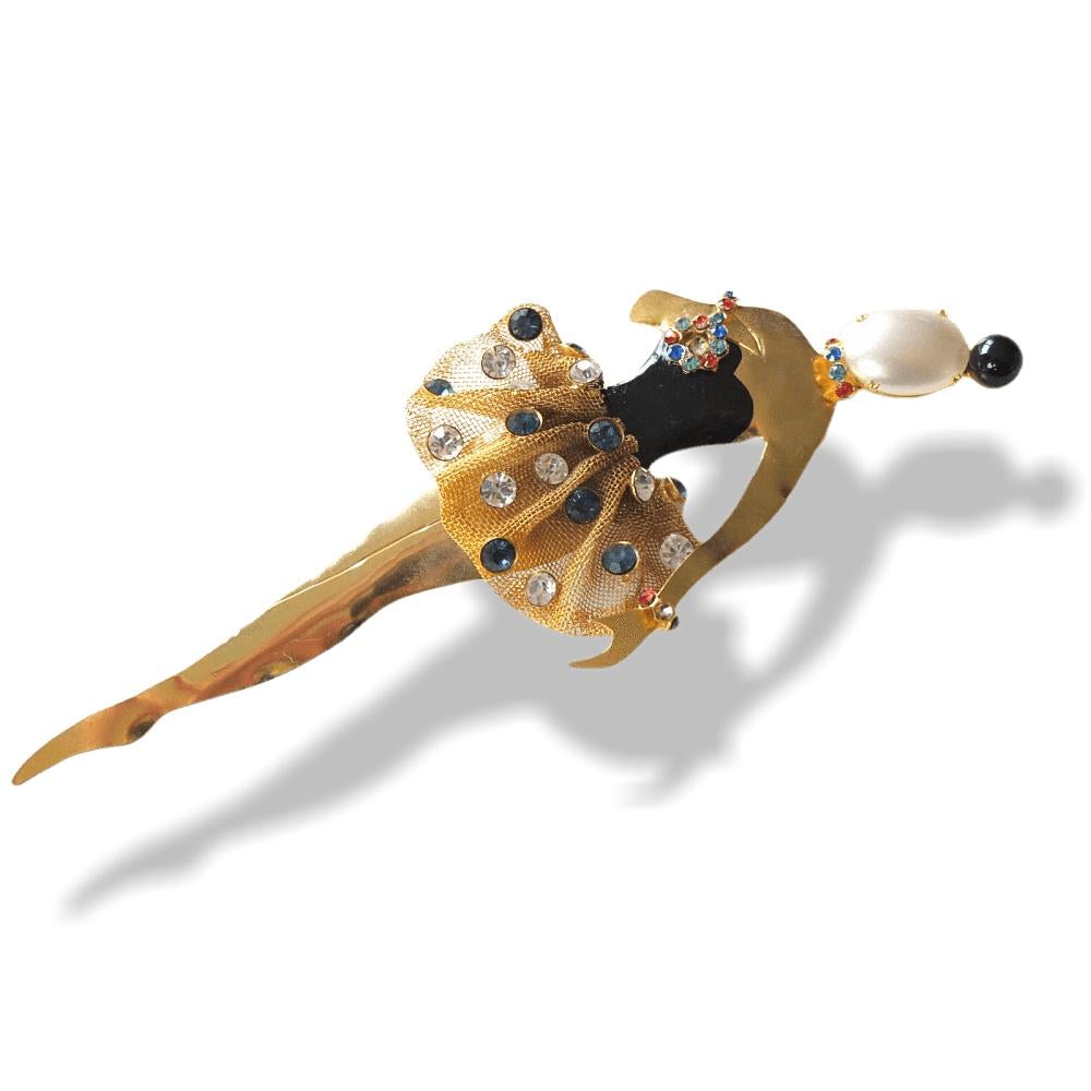 Karl Lagerfeld Vintage 80s Ballerine Important Pin Brooch, 5.71", Rare! - poupishop