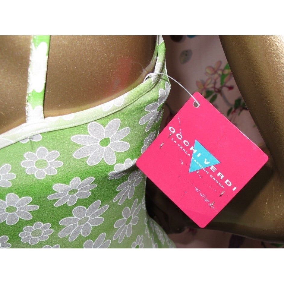 La Perla Green/White Occhi Verdi Green Daisy Body, NWT - poupishop