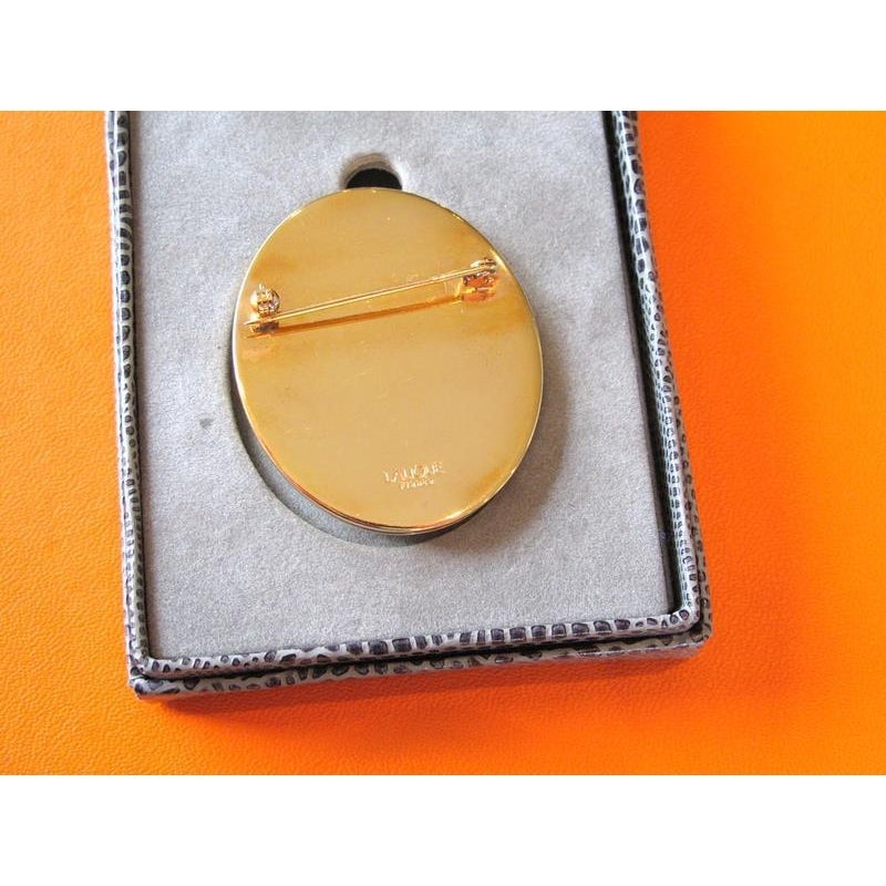 Lalique Art Deco Opalescent Art Deco Lady Poured Crystal Brooch, Box! - poupishop