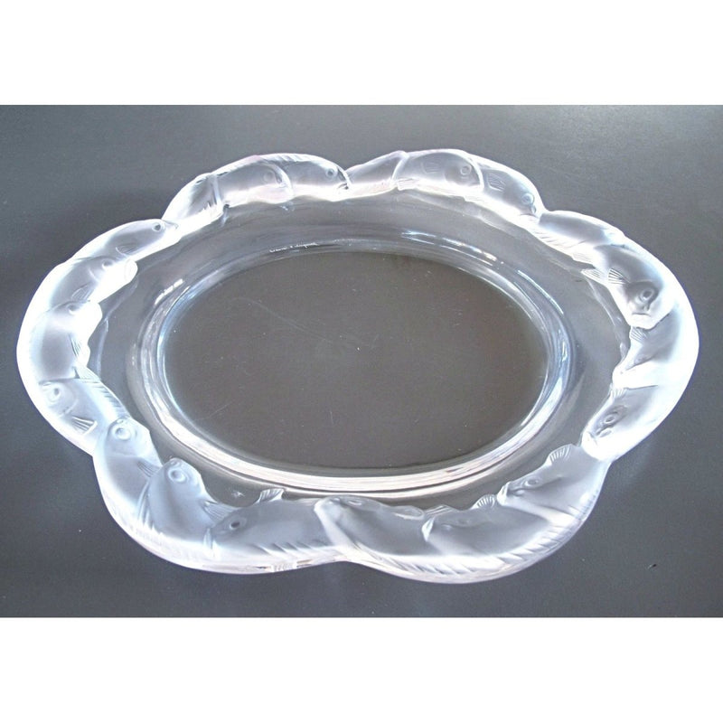 Lalique Cristal D'art Koi Oval Dish Desk Tidy Crystal Glass - poupishop