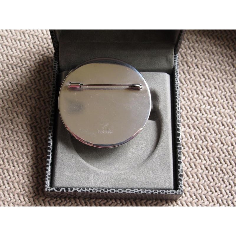 Lalique Opalescent Poured Crystal Brooch Persian Cat, NIB! - poupishop