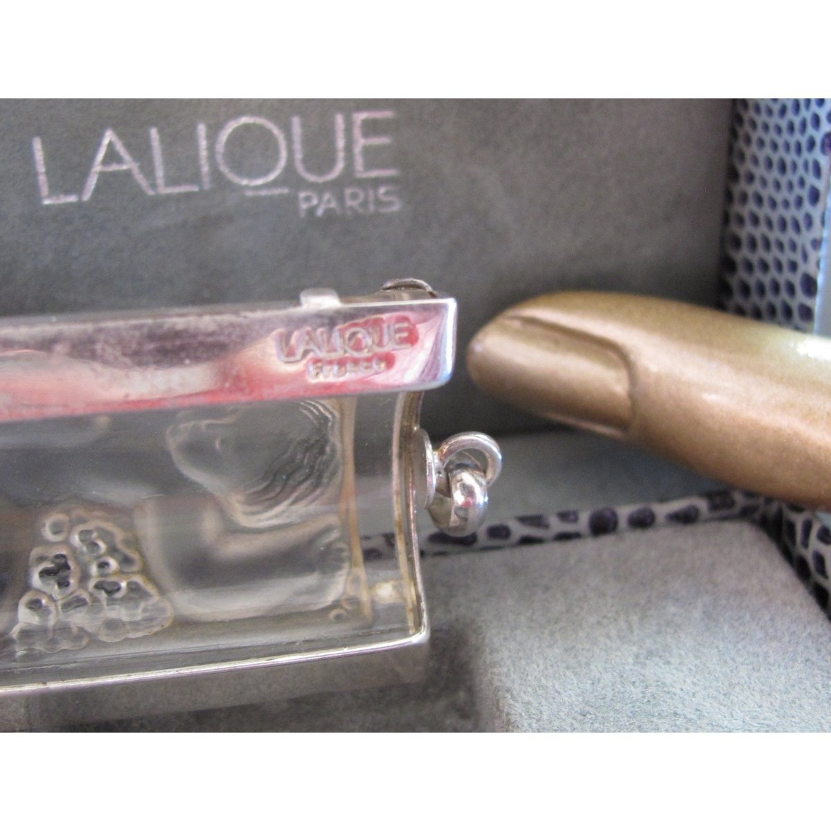 Lalique Silver 800 Angel ENFANT ASSIS Poured Glass Crystal Pendant, Box! - poupishop