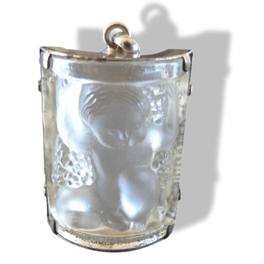 Lalique Silver 800 Angel ENFANT ASSIS Poured Glass Crystal Pendant, Box! - poupishop