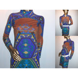 Leonard Couture 1960s-1970s Violet/Brique Woolen Dress SzS - poupishop