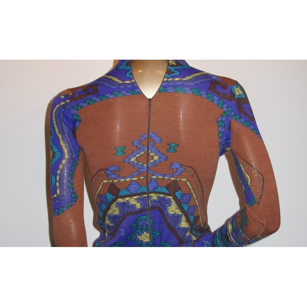 Leonard Couture 1960s-1970s Violet/Brique Woolen Dress SzS - poupishop