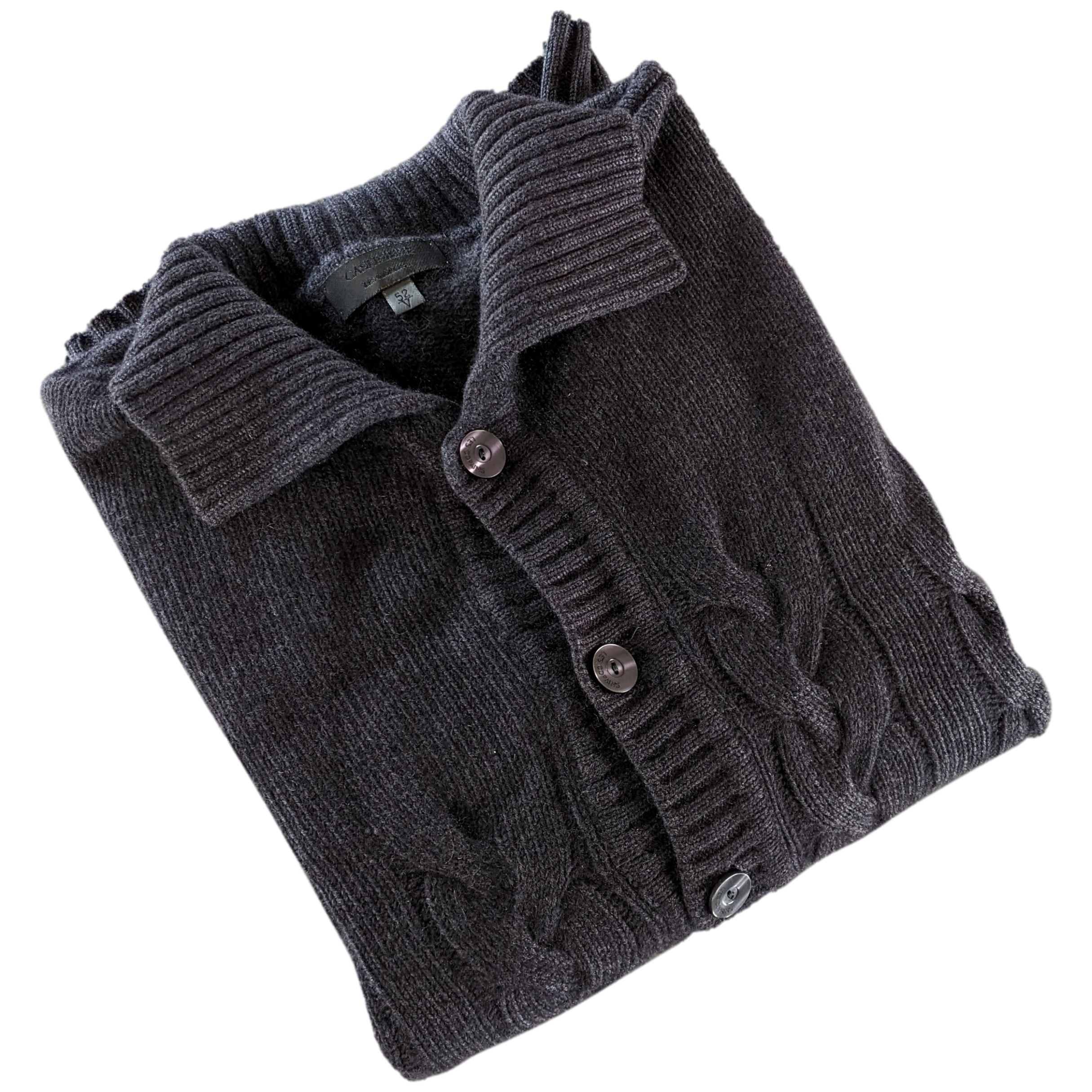 Les Copains Anthracite 100% Cashmere Cable Knit Cardigan Sz52