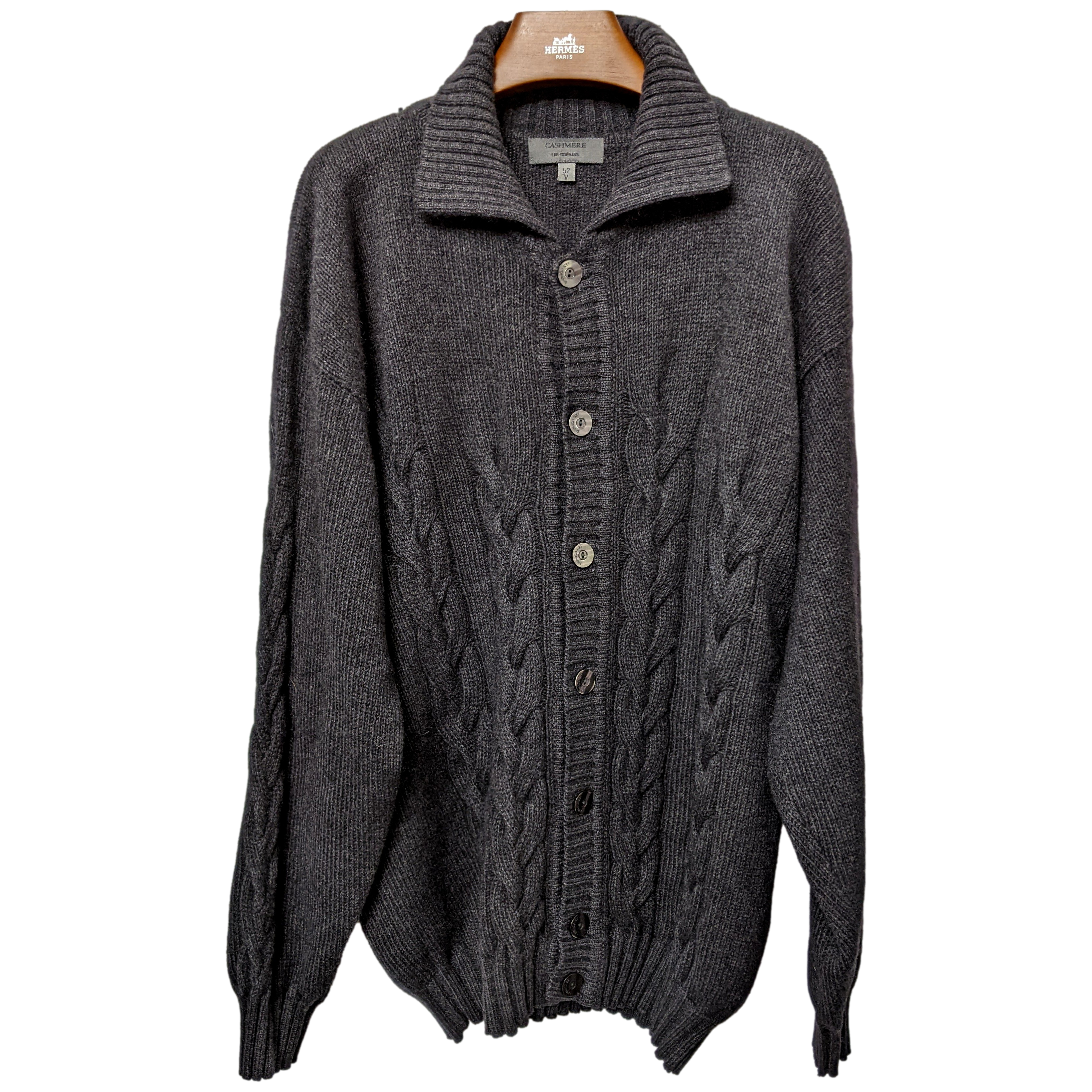 Les Copains Anthracite 100% Cashmere Cable Knit Cardigan Sz52