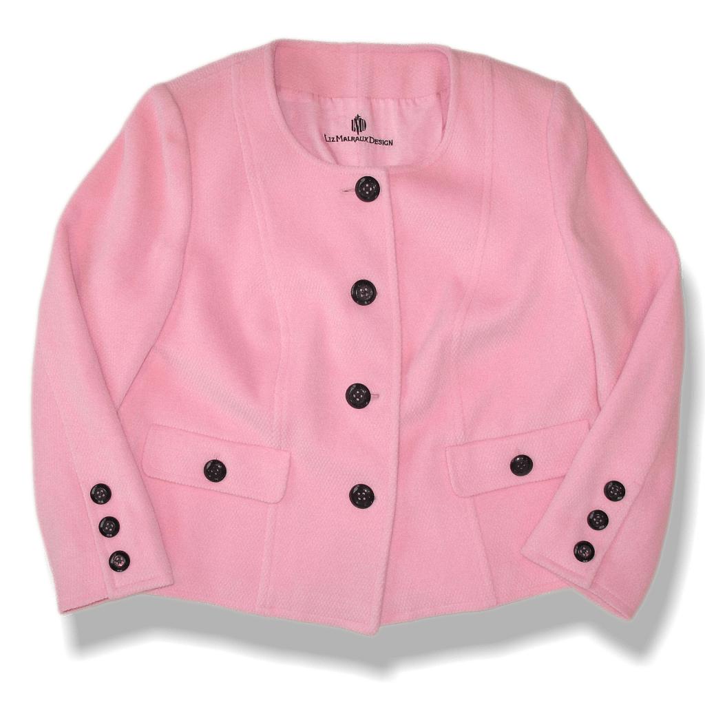 Liz Malraux Design Rose bonbon 100% Cashmere Jacket Sz40-42 - poupishop