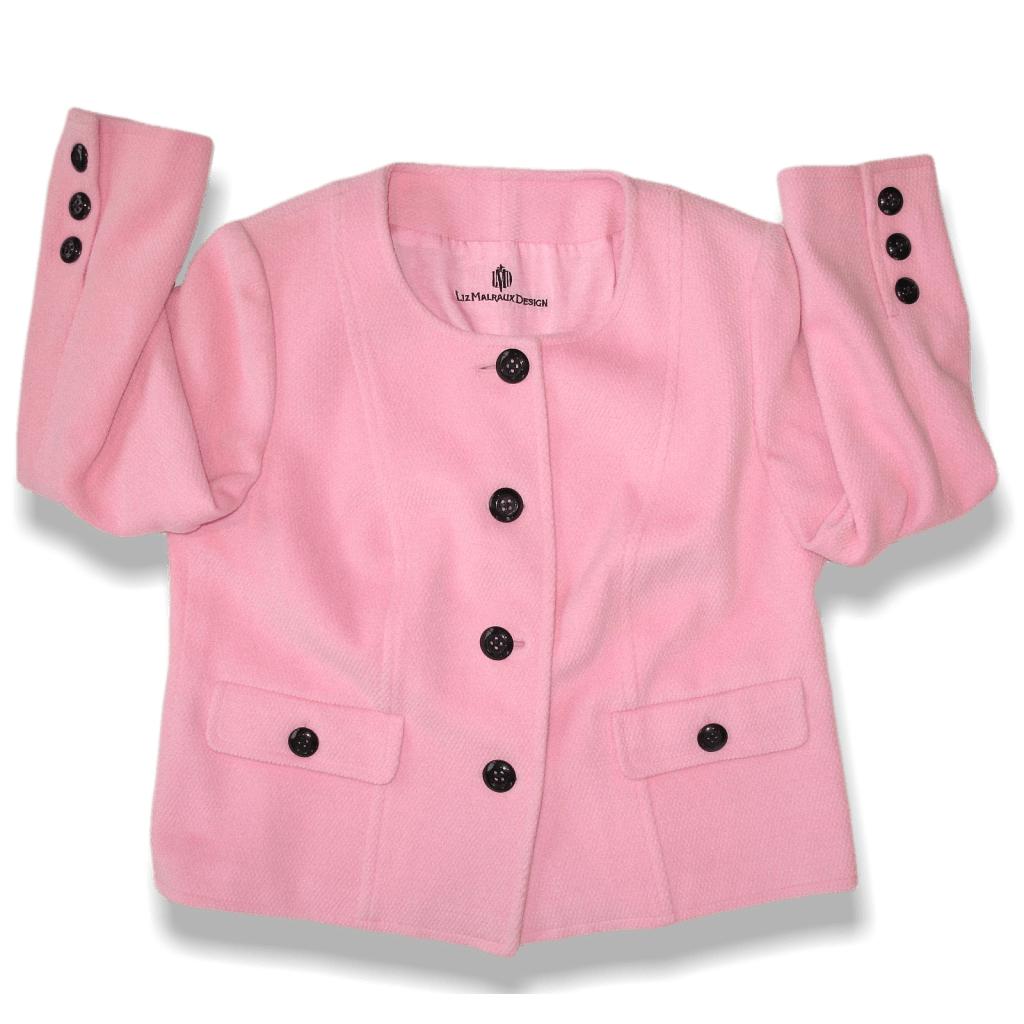 Liz Malraux Design Rose bonbon 100% Cashmere Jacket Sz40-42 - poupishop