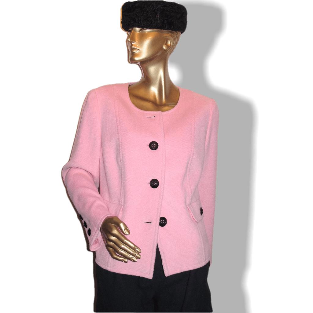 Liz Malraux Design Rose bonbon 100% Cashmere Jacket Sz40-42 - poupishop