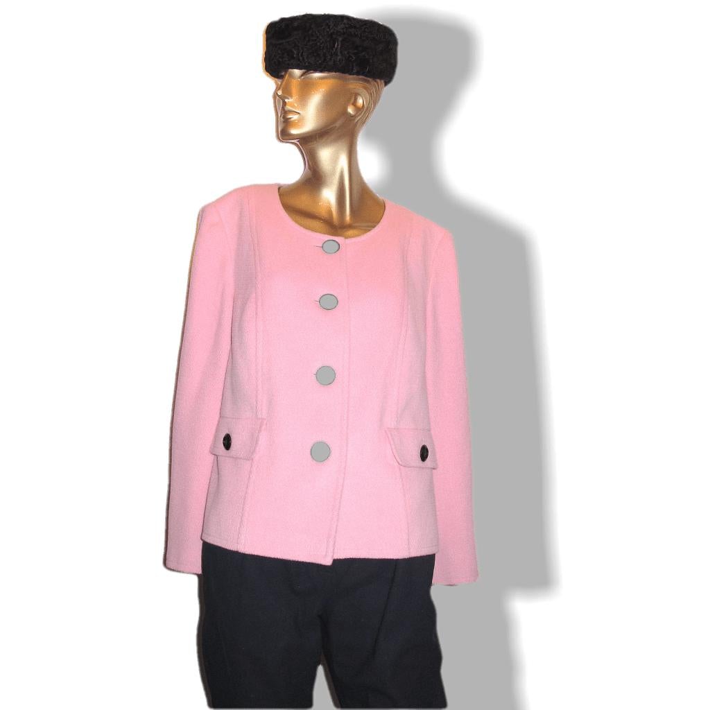 Liz Malraux Design Rose bonbon 100% Cashmere Jacket Sz40-42 - poupishop