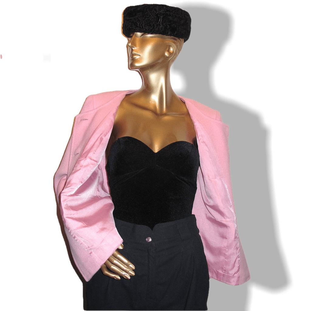 Liz Malraux Design Rose bonbon 100% Cashmere Jacket Sz40-42 - poupishop