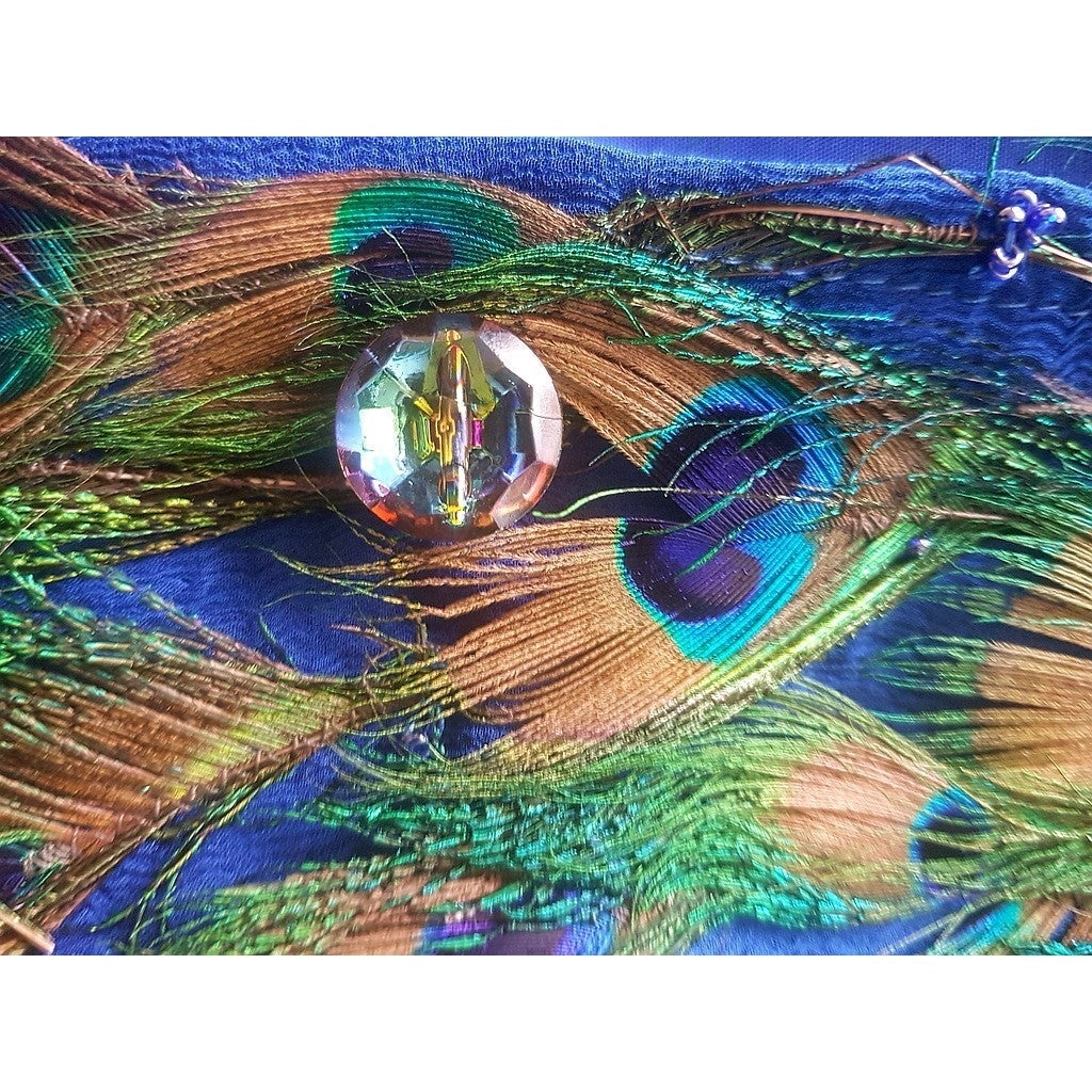 Liz Malraux Haute Couture Silk/Peacock Feathers Jacket Sz40 - poupishop