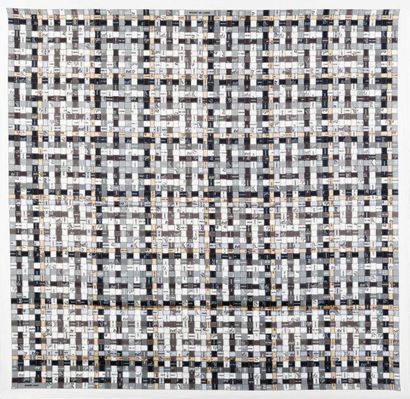 Hermes 2007 Blanc/Gris BOLDUC AU CARRE by Caty Latham Twill 90, Mint! - poupishop