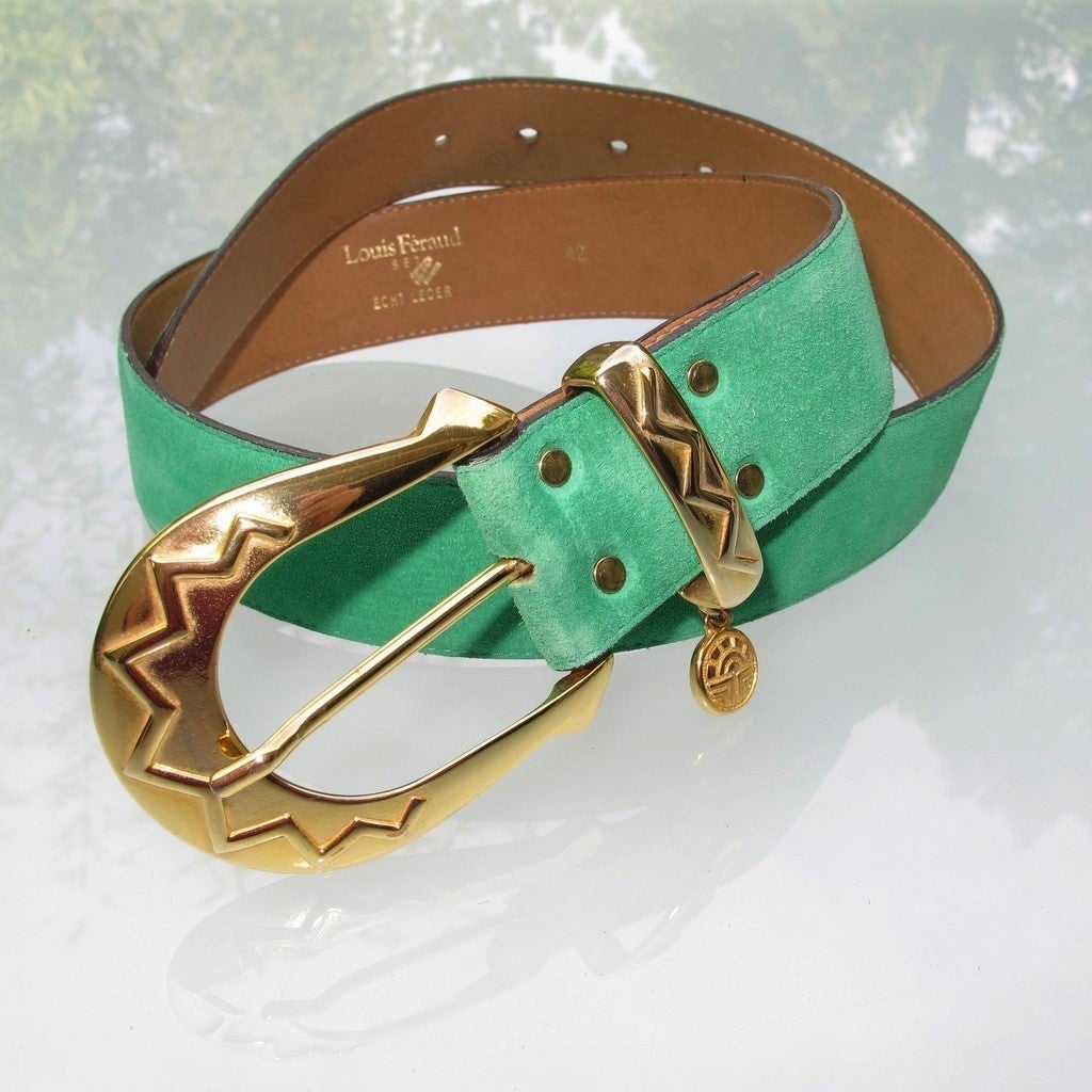 Louis Feraud Couture Vintage Menthe Suede Belt Sz42 - poupishop