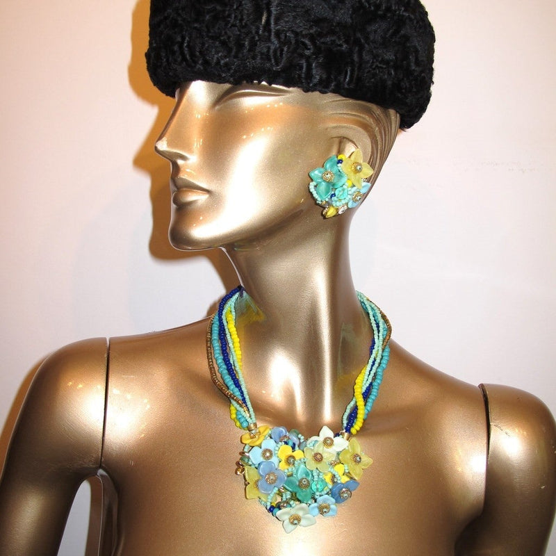 Louis Feraud Vintage 1990's Yellow/Turquoise Important Jewellery