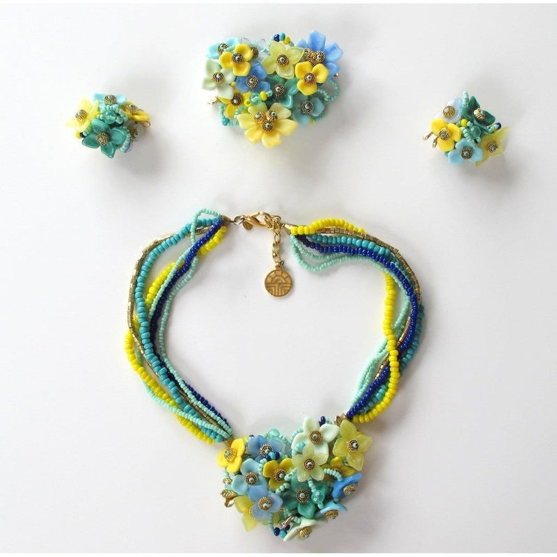 Louis Feraud Vintage 1990cms Yellow/Turquoise Important Jewellery Set, Box! - poupishop