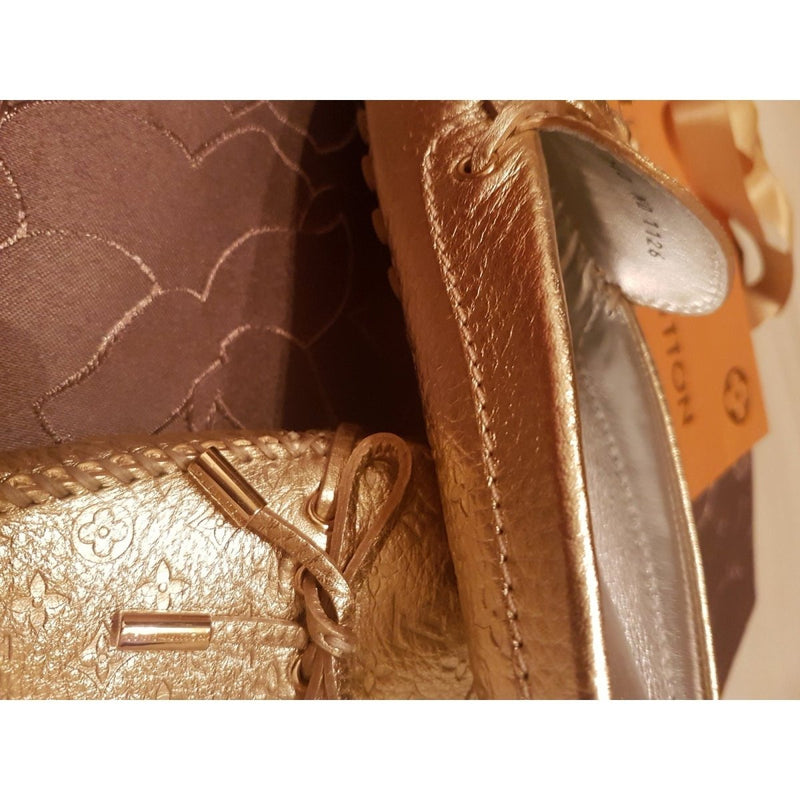 Louis Vuitton Gold Calfskin Gloria Monogram Women Mules, New! - poupishop