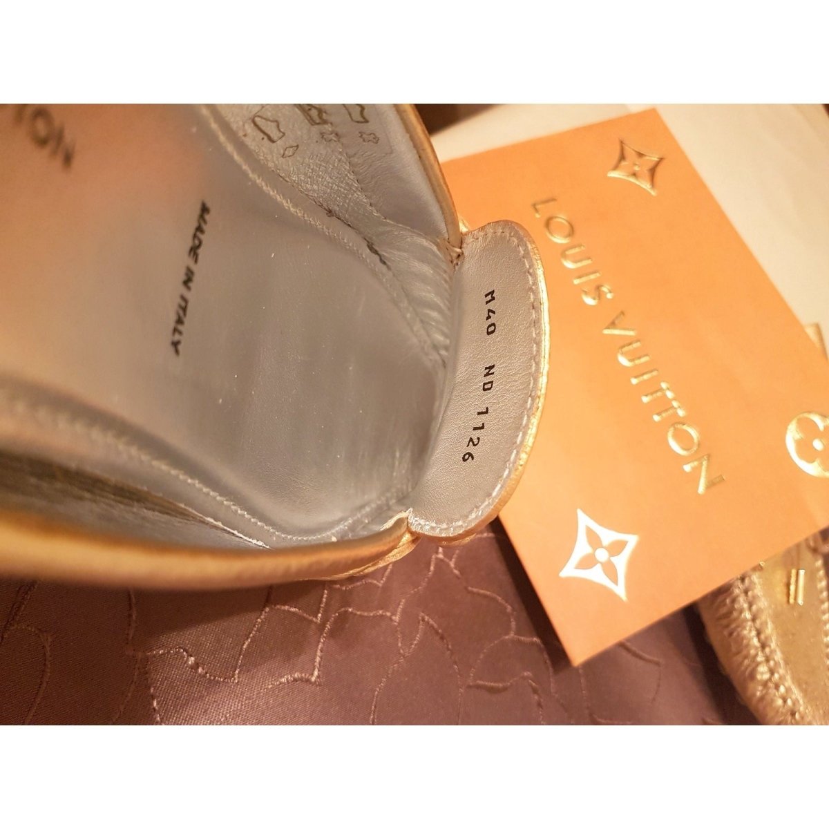 Louis Vuitton Gold Calfskin Gloria Monogram Women Mules, New! - poupishop