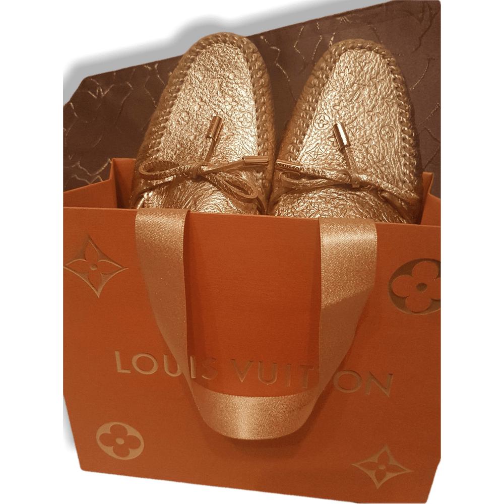 Louis Vuitton Gold Calfskin Gloria Monogram Women Mules, New! - poupishop