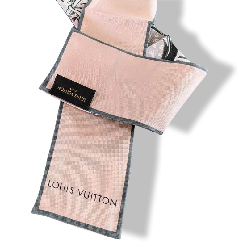 Louis Vuitton Limited Edt Rose TRUNKS Bandeau Twilly Silk Scarf, Rare! - poupishop