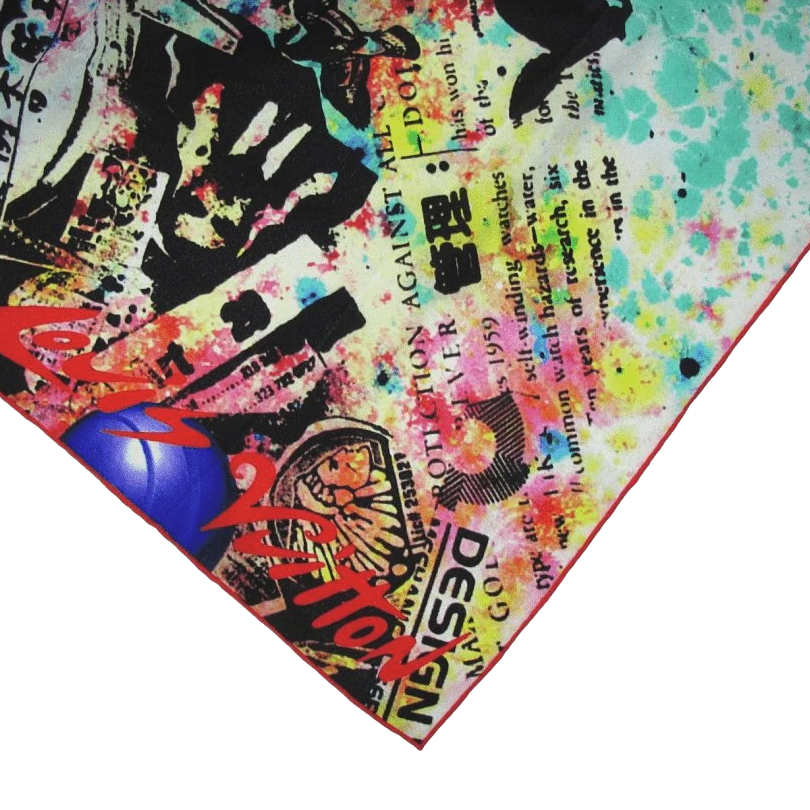 Louis Vuitton & Kenny Scharf 2014 "Pop Cosmic" Limited Artist Scarf Crepe of Silk Shawl 140