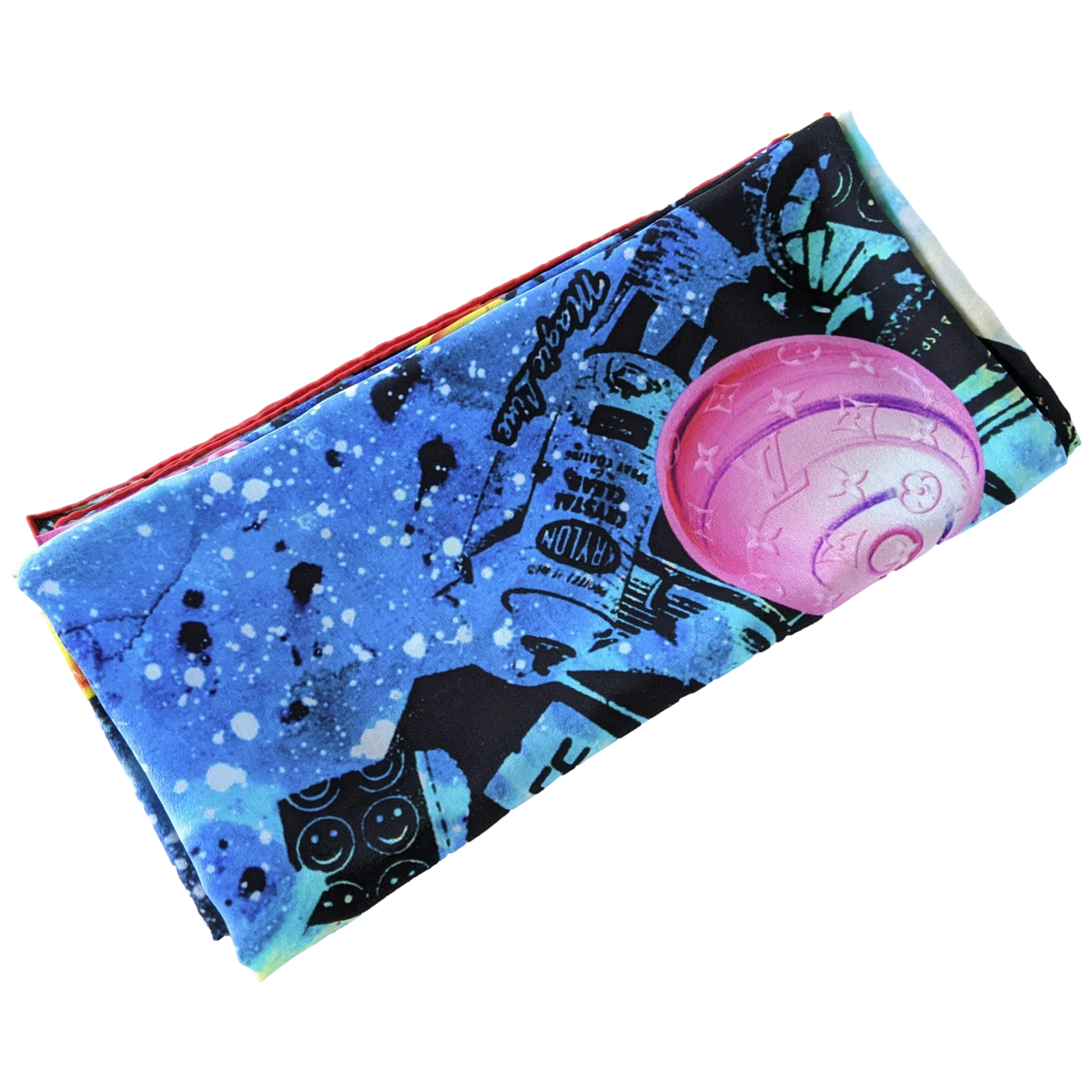 Louis Vuitton & Kenny Scharf 2014 "Pop Cosmic" Limited Artist Scarf Crepe of Silk Shawl 140