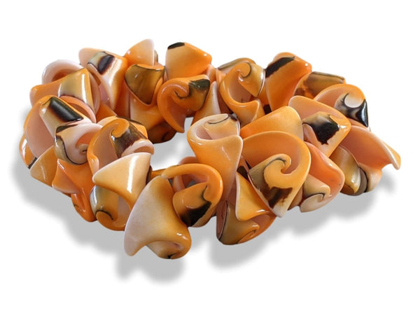 Lovely Orange/Black/White Natural Stone Elasticated Bracelet, New! - poupishop