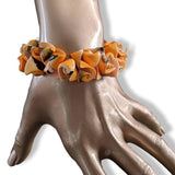 Lovely Orange/Black/White Natural Stone Elasticated Bracelet, New! - poupishop