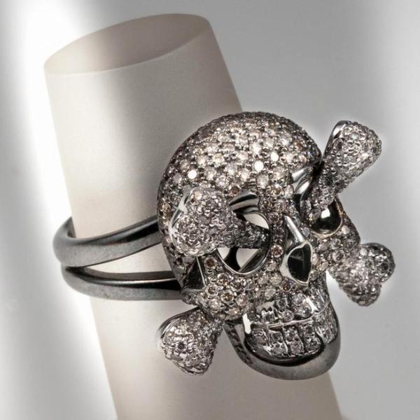 Lydia Courteille Diamonds Catacombes Vanities Skull Ring, Box! - poupishop