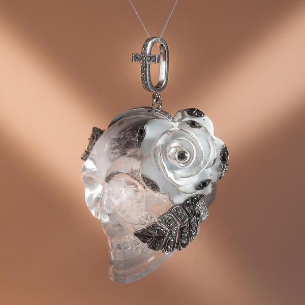 Lydia Courteille Joaillerie Rock Diamonds Crystal Skull Pendant - poupishop