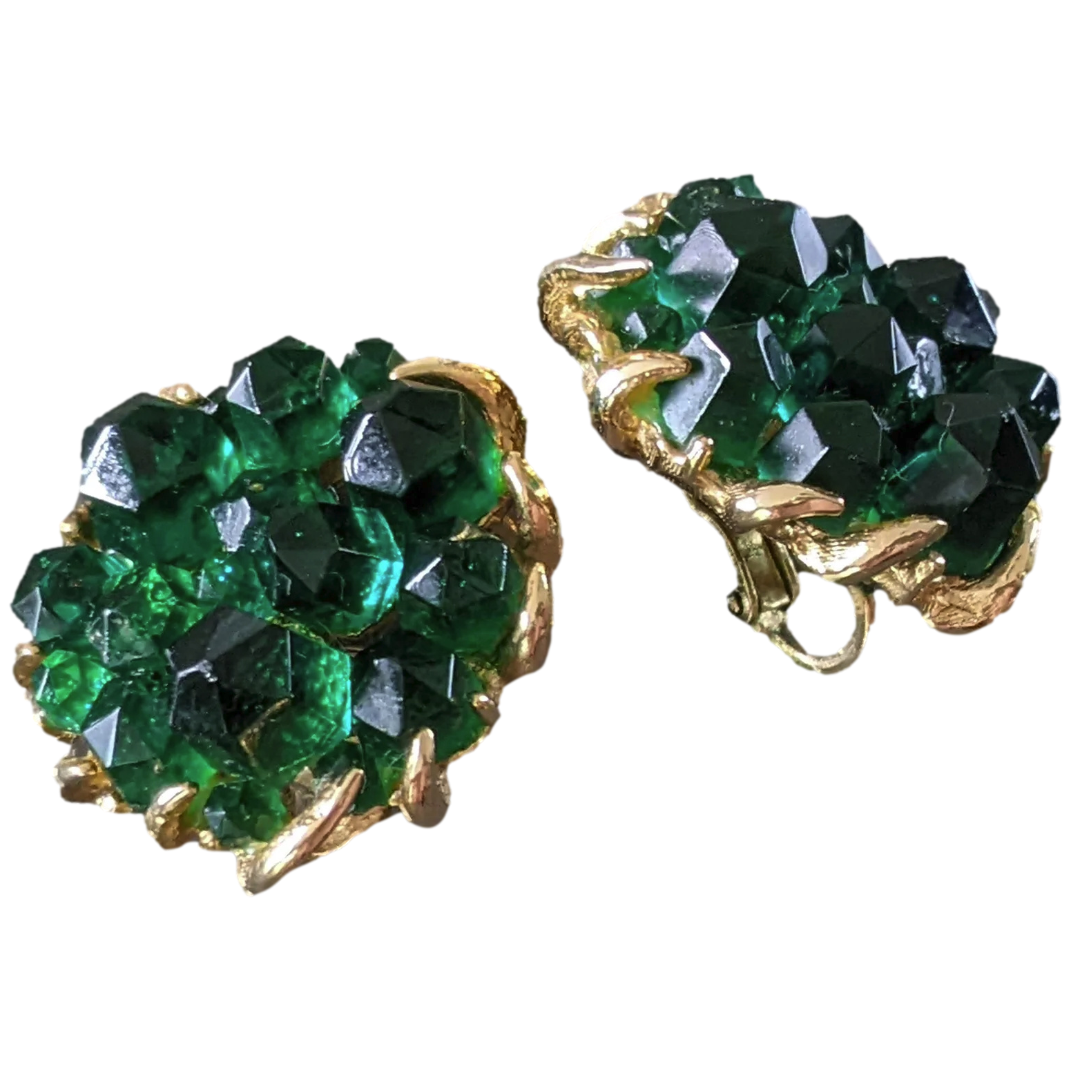 Marcel Boucher Late 1955 Art Brut "Mineraux" Poured Glass Numbered Clip on Earrings